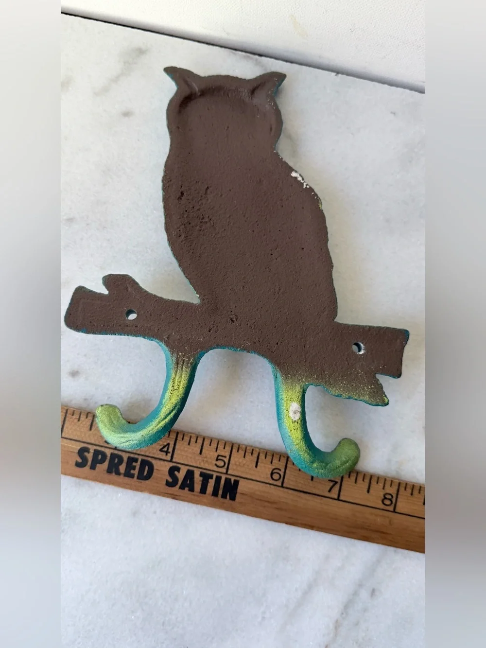 Teal Owl Wall Hook | Decorative Cast Iron Coat Hook